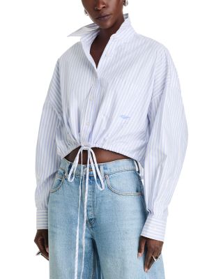 Drawstring Hem Poplin Shirt