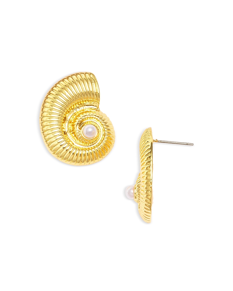 Shop Aqua Shell Earrings - Exclusive In Gold
