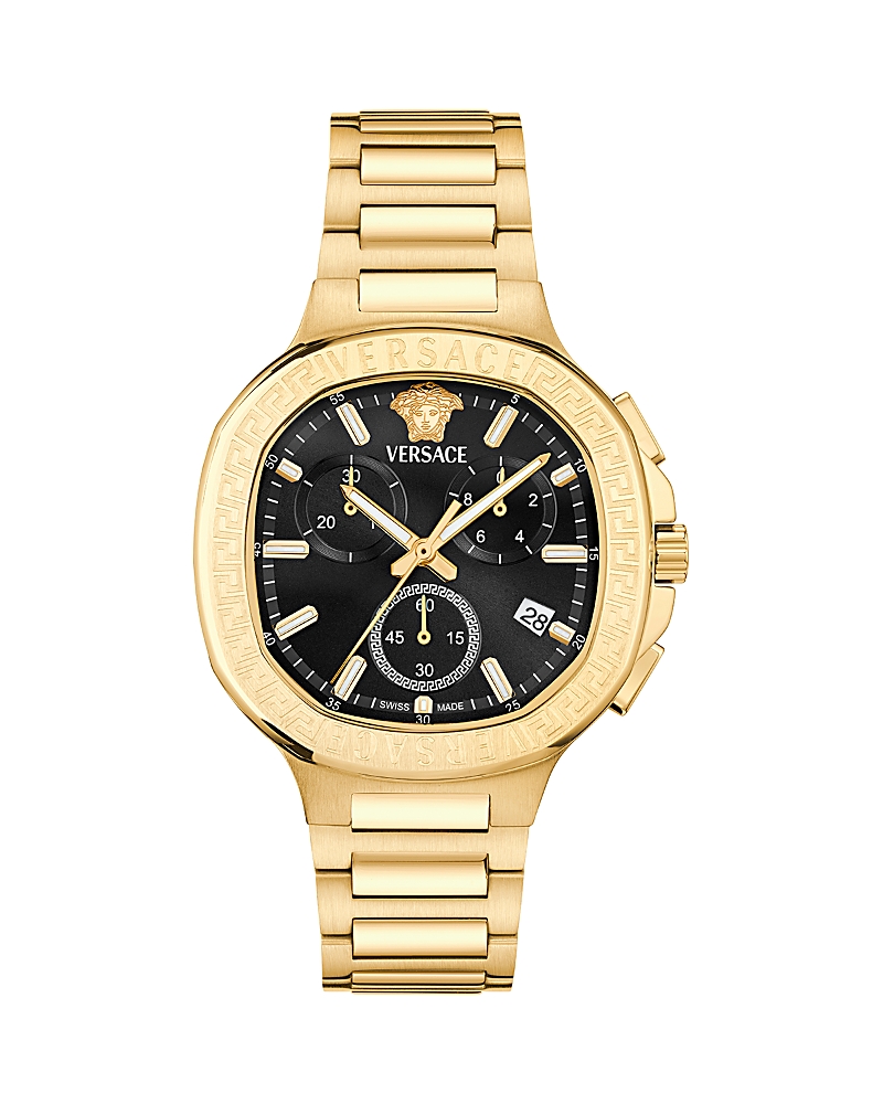 Versace V-chrono Square Bracelet Watch In Black/gold