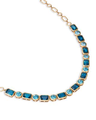 London Blue & Sky Blue Topaz Necklace in 14K Yellow Gold, 17"