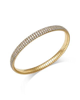 Bloomingdale's Fine Collection - Diamond Pav&eacute; Stretch Tennis Bracelet in 14K Yellow Gold, 5.0 tcw