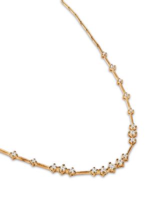 Scattered Diamond Station Necklace in 14K Yellow Gold, 1.0 tcw
