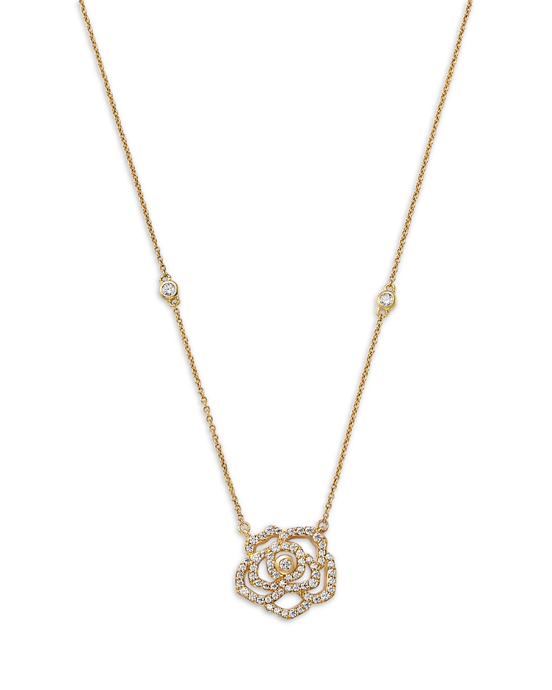 Bloomingdale's Fine Collection Diamond Flower Necklace in 14K Yellow Gold, 0.50 tcw