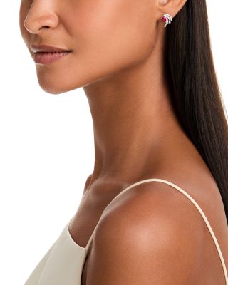 Ruby & Diamond Stud Earrings in 14K White Gold