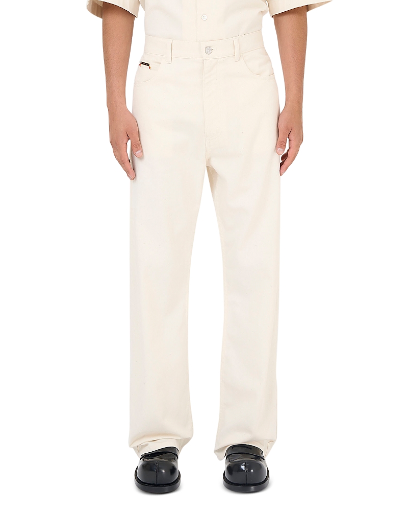 Marni Off-white Wide-leg Denim Jeans In Bone
