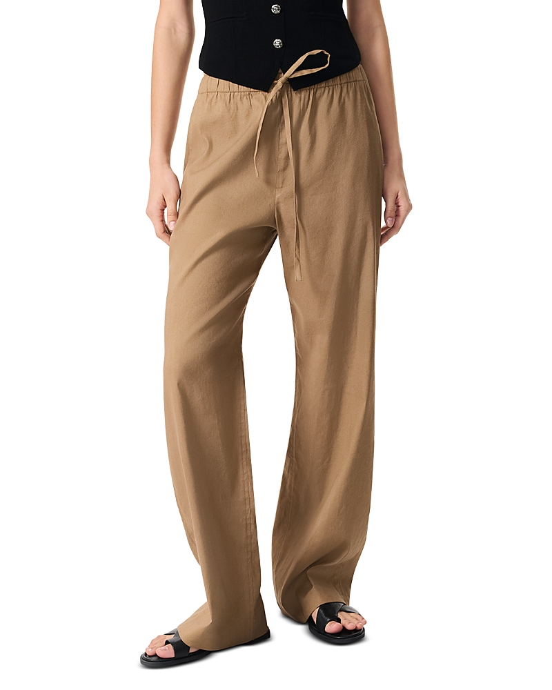 Rag & Bone Tan Logan Linen-blend Beach Lounge Pants In Muted Brown
