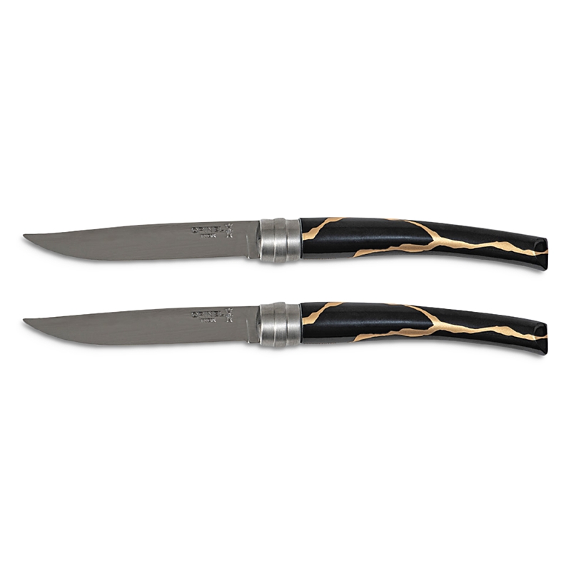 Bernardaud Kintsugi Charbon Silver Table Knives, Set Of 2