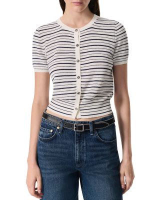 rag & bone - Dina Stripe Short Sleeve Cardigan