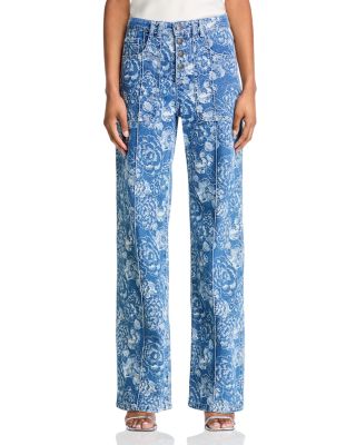 Sketchbook Floral Vivian High Rise Jeans in Indigo/White