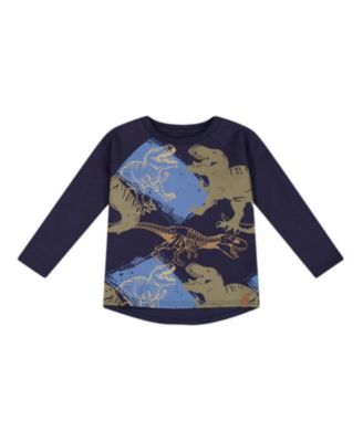 Deux par Deux - Boys' Raglan T-Shirt with Dinosaur Print - Little Kid, Big Kid