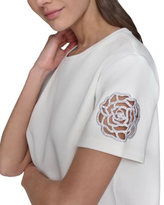 KARL LAGERFELD PARIS - Floral Sleeve Top