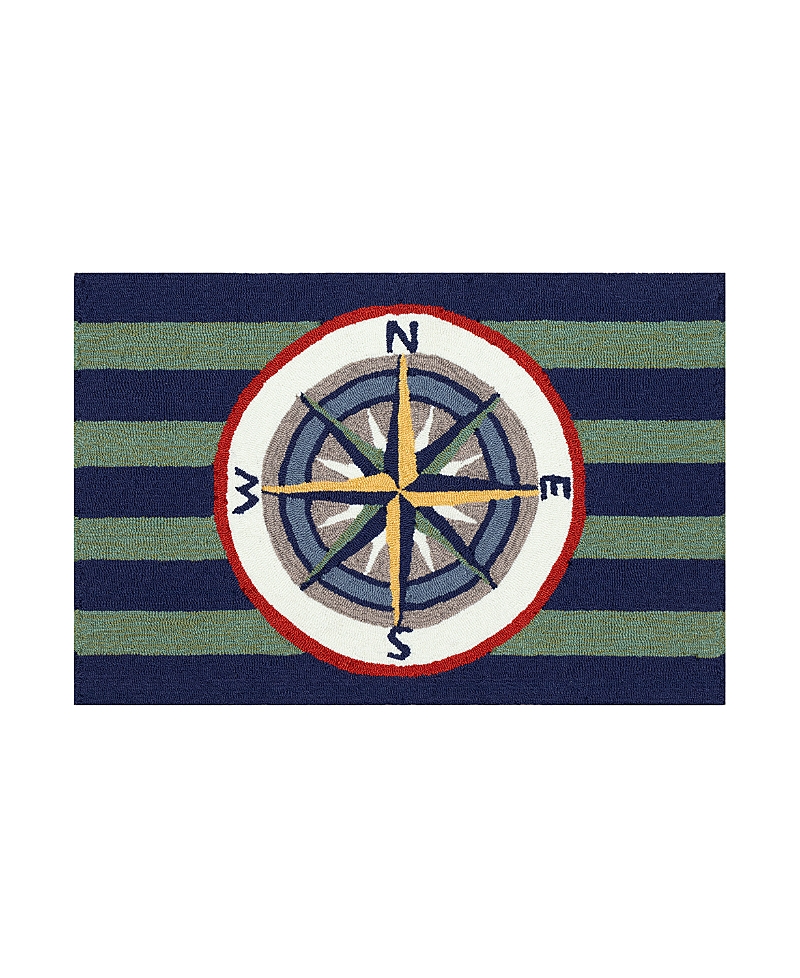 Liora Manne Frontporch Striped Compass Area Rug, 1'8 X 2'6 In Multi