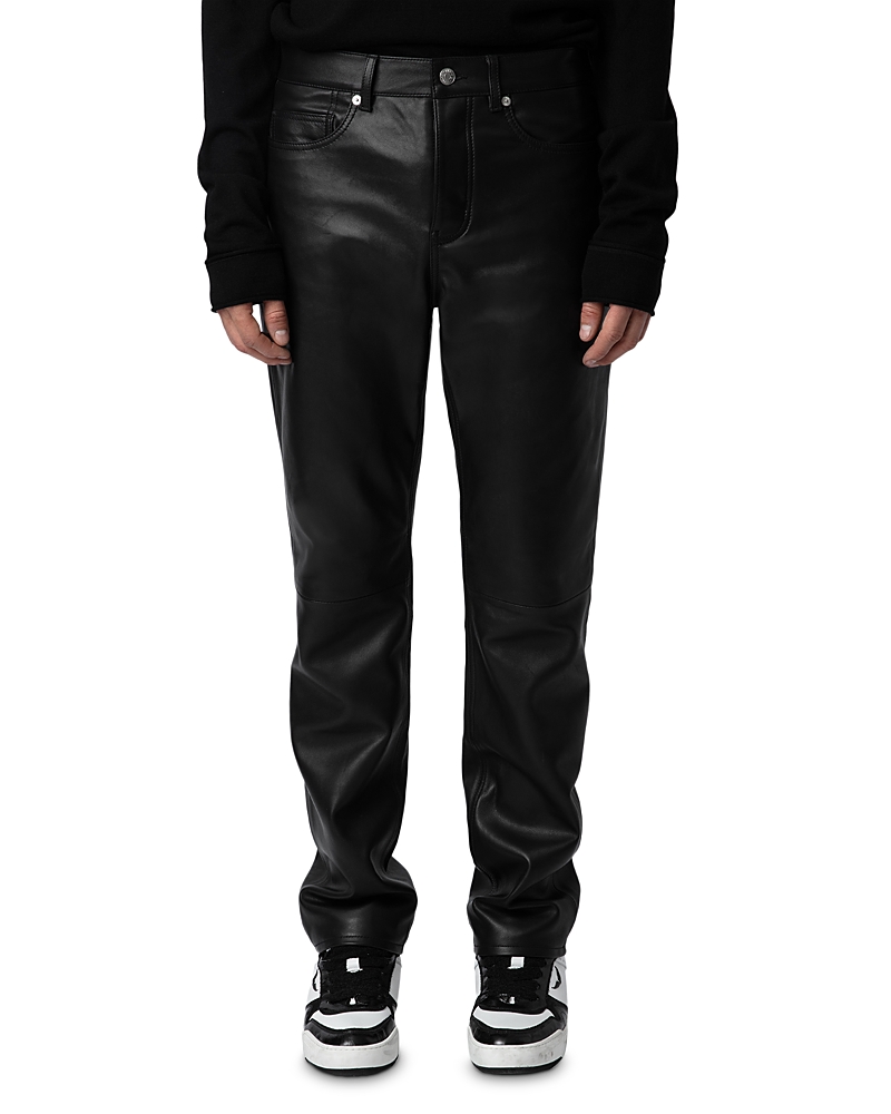 Zadig & Voltaire Straight Leg John Leather Pants In Noir