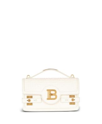 Balmain - Women's B-Buzz 24 Monogrammed Grained Leather Bag