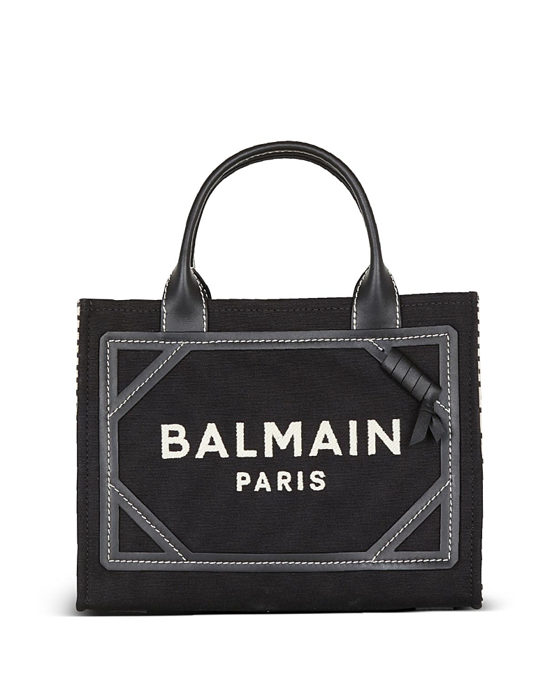 Balmain Women's B-army Tote Bag In Monogrammed Canvas And Leather In Black