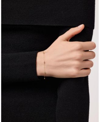  Solid Yellow Gold Lab-Grown Diamond Station Bracelet