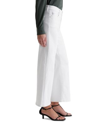 Saige Mid Rise Wide Leg Cropped Jeans in Gallery White