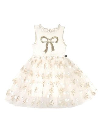 Petite Hailey - Girls' Gold Bow Tutu Dress - Baby, Little Kid, Big Kid