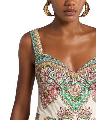 Printed Sweetheart Midi Dress