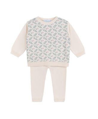 Feltman Brothers Girls' Floral Vine Jacquard Knit Set - Baby, Little Kid In Ecru