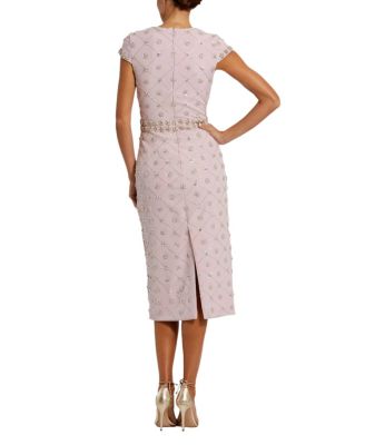 Hand Embellished Cap Sleeve Midi Dress