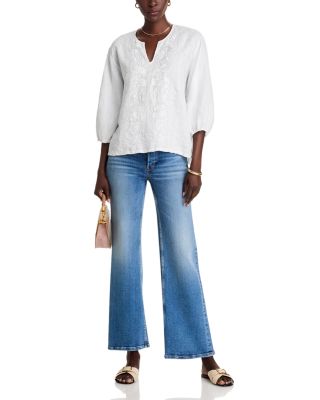 Split Neck Linen Blouse