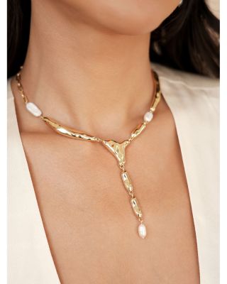 Liquid Melt Freshwater Pearl Lariat Necklace, 15.5"-19"