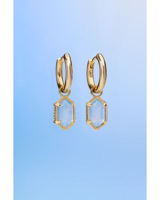 Hallie Mother Of Pearl Charm Huggie Hoop Earrings