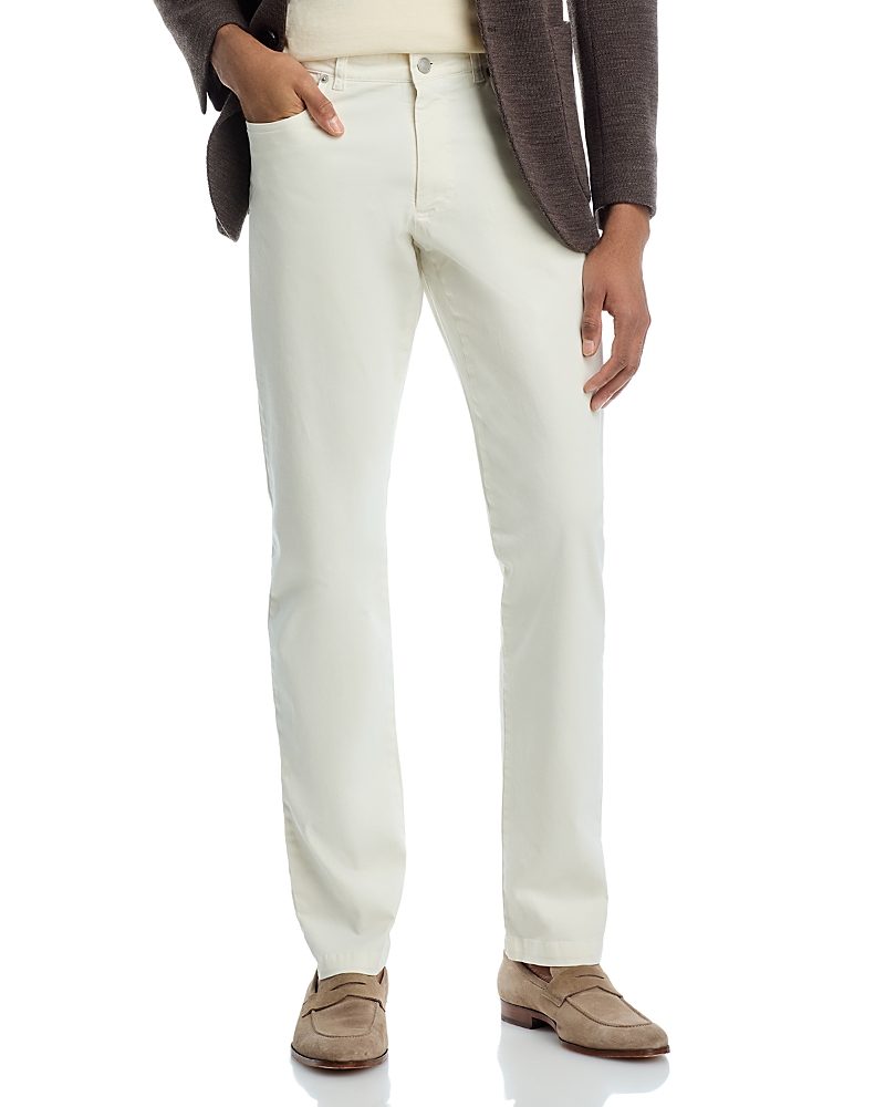 Jack Victor Stretch Cotton Five Pocket Pants In Off White