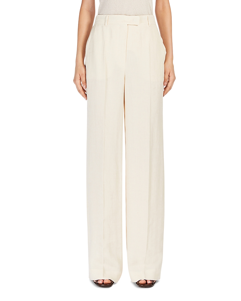 Max Mara Ivory Cotton Wide Trousers In Beige