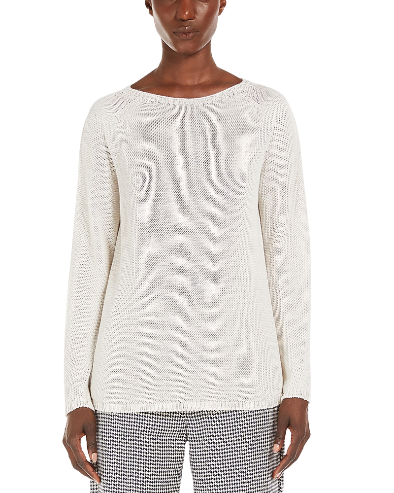 Max Mara Giolino Linen Crewneck Sweater In Ecru