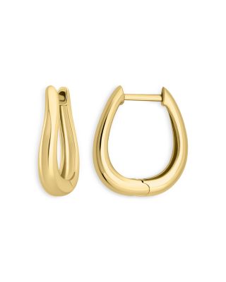 Curvy Huggie 18K Yellow Gold Plated Sterling Silver Hoop Earrings, 0.6"L - Exclusive
