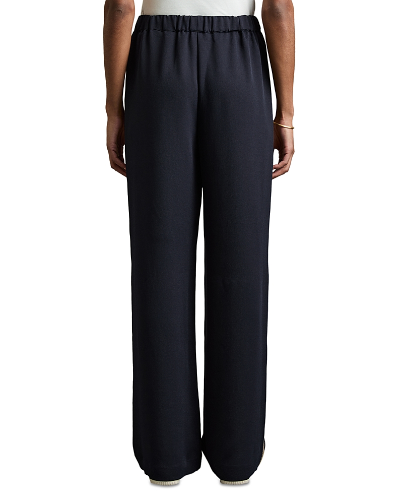 Reiss Crafted Wide Leg Pants In Navy