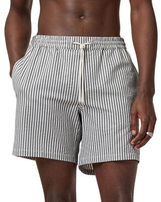 Warden Seersucker Striped Regular Fit Swim Trunks
