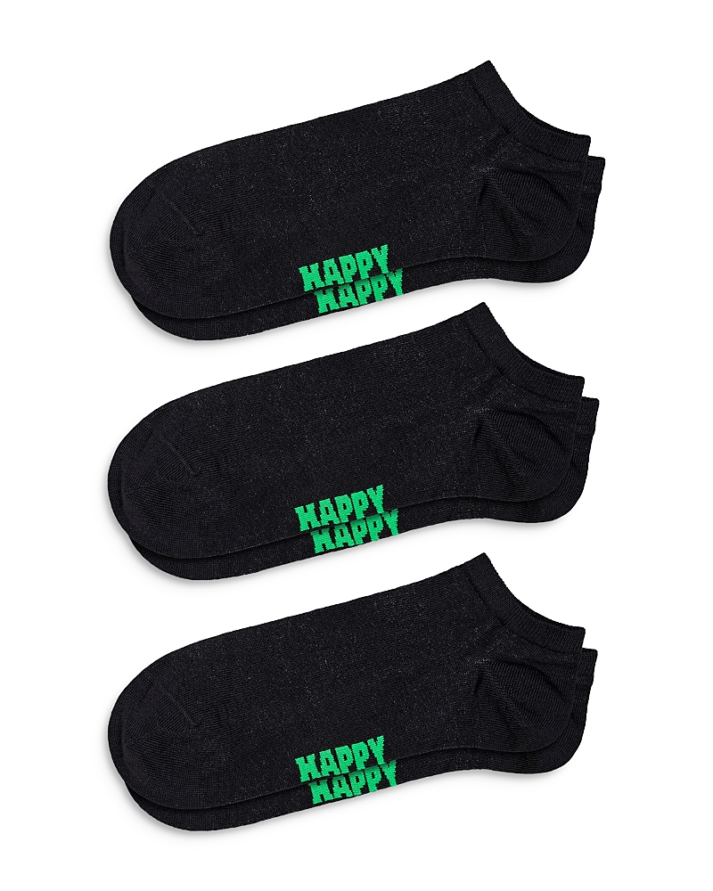 Happy Socks Solid Low Socks, Pack Of 3 In Black