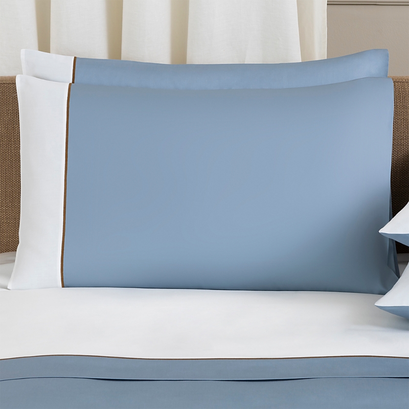 Frette Color Block Standard Sham In Milk/dusty Azure