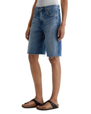 High Rise Denim Bermuda Shorts
