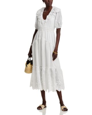 Embroidered Ruffle Short Sleeve Maxi Dress - Exclusive