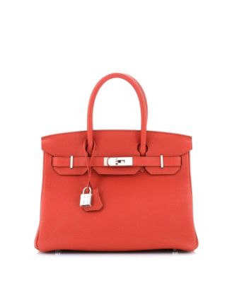 Pre-Owned HERMÈS - Birkin 30 Handbag Red Togo with Palladium Hardware