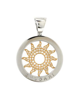 Pre-Owned Bvlgari - Tondo Sun Pendant 18K Gold and Stainless Steel with Diamonds