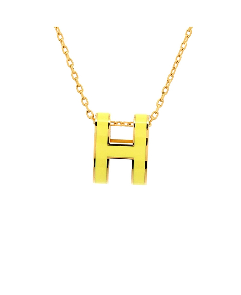 Shop Pre-owned Hermes Hermes Pop H Pendant Chain Necklace Metal And Enamel In Enamel/silver Tone