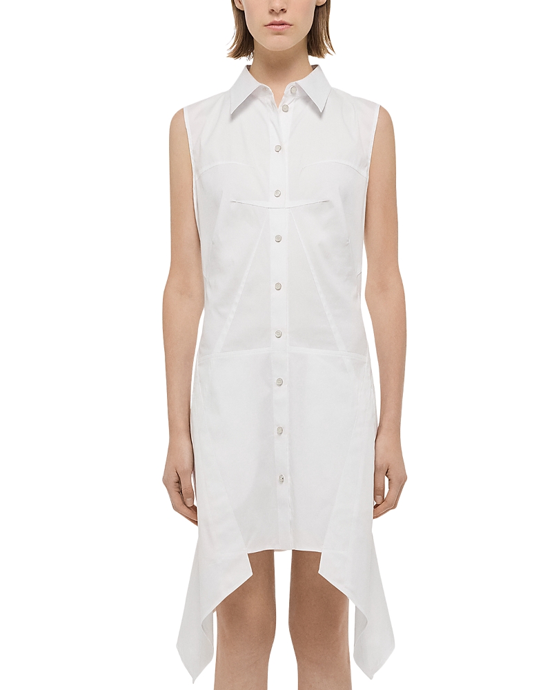 Helmut Lang Bustier Shirt Mini Dress In White