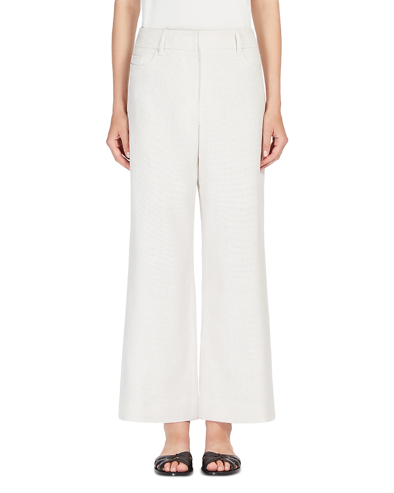 Max Mara Virna Basketweave Wide Leg Pants In Ecru