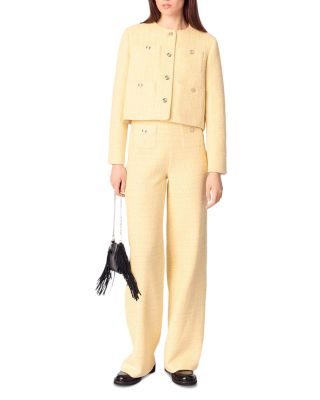 Metallic Tweed Straight Leg Trousers