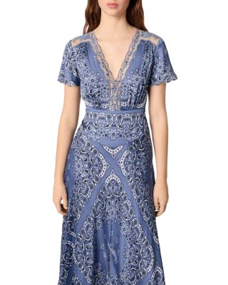 Patterned Flowing Maxi Dress