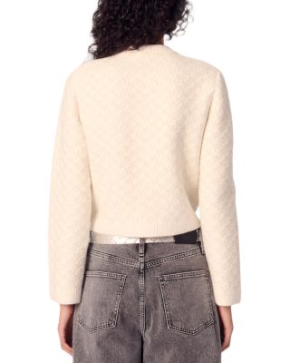 Short Tweed Effect Crewneck Cardigan