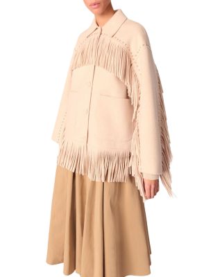 Double Breasted Fringed Coat 