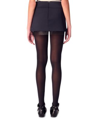 Tulle Trim Wool Blend Skirt