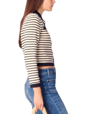 Cropped Rib Knit Shirt Collar Cardigan  