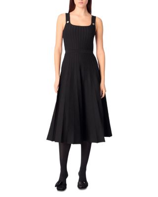 Pleated Knit Midi Dress